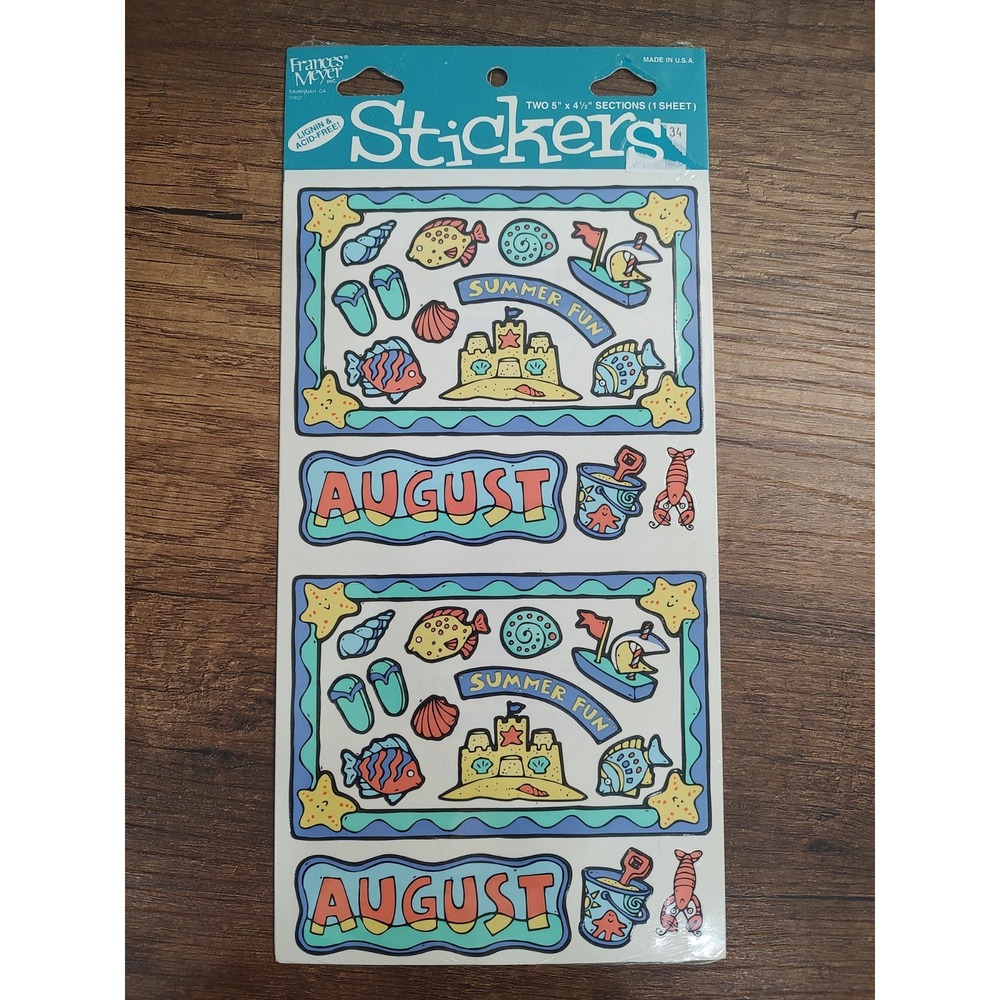 NOS Frances Meyers Stickers Scrapbook Embellishments Summer Fun August Vtg